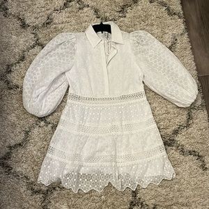 Alice and Olivia Blakesley Jacquard Mini Dress. White. Size 0. New.